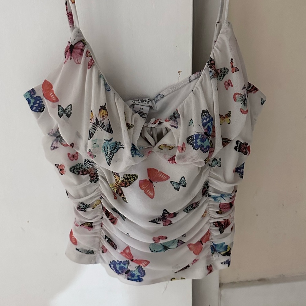 White butterfly print